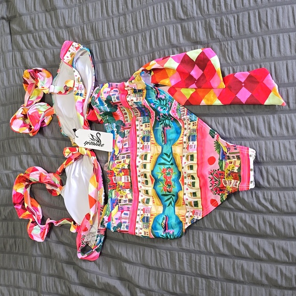 Colorful Patterned Bikini Set Sz Xl Nwt - Picture 3 of 6